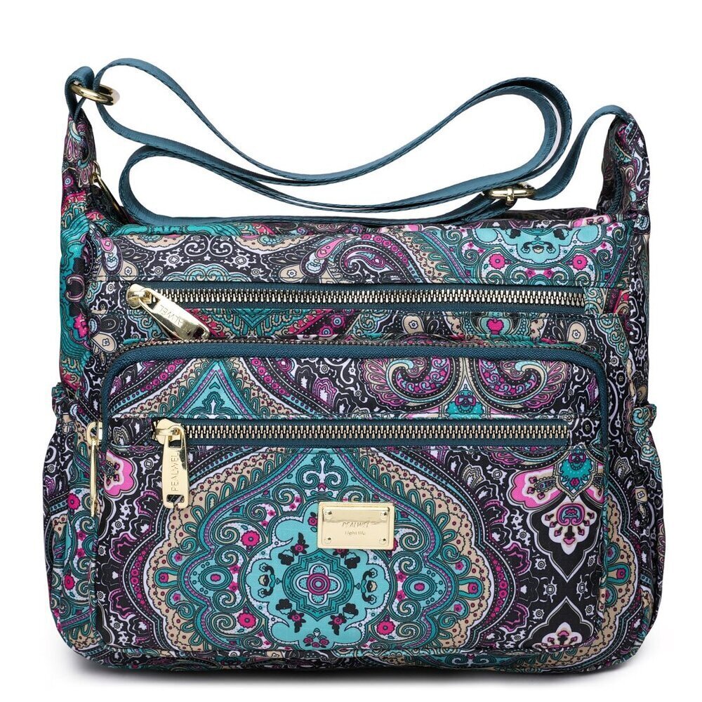 Women's Paisley Crossbody Bag - Teal Pink Pattern